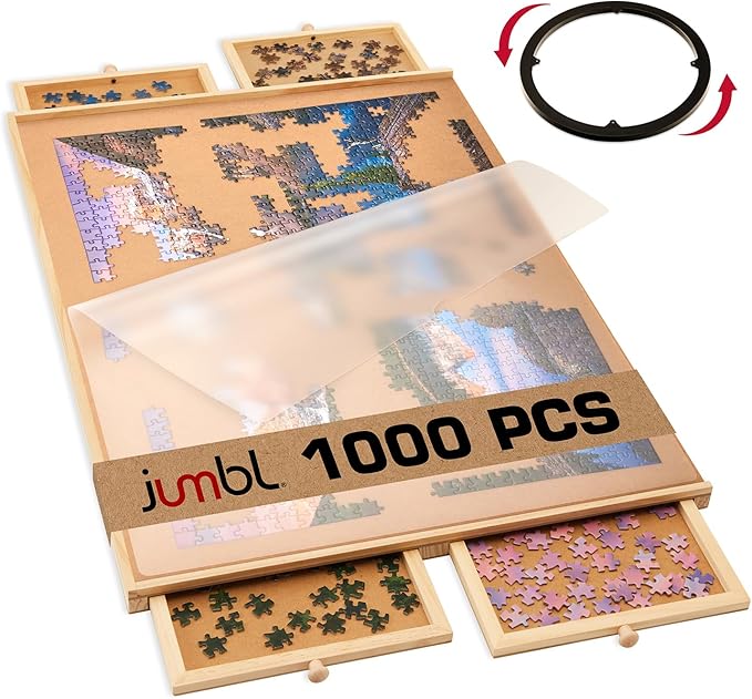 Jumbl 1000 Piece Puzzle Board, 4 drawers