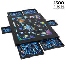 Load image into Gallery viewer, Jumbl 1500-Piece Puzzle Board - 27 x 35&quot; Wooden Puzzle Board with 6 Removable Drawers - Black
