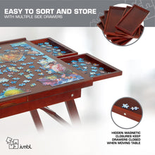 Load image into Gallery viewer, Jumbl 1000-Piece Puzzle Board - 23 x 31&quot; Puzzle Table with Legs, Cover &amp; 6 Removable Drawers - Black

