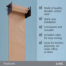 Load image into Gallery viewer, Jumbl Kraft Paper Wall Dispenser, 12&quot; Wall Mounted Paper Roll Dispenser with Paper Cutter (Black)
