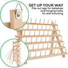 JumblCrafts Wooden Thread Holder. 60-Spool Thread Rack with Hanging Hooks & Flip-Out Legs