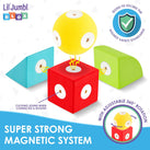 Lil' Jumbl Blox 75-Piece Magnetic Building Blocks Play Set, Durable & Waterproof Toddler Toys 3-6