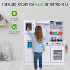 Lil' Jumbl Premium Kids Kitchen Set, Wooden Pretend Play Kitchen with Sounds & Accessories - White