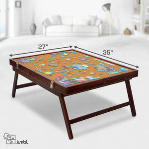 Jumbl 1500-Piece Puzzle Board - 27 x 35" Tilting Puzzle Table with Felt Surface & 6 Drawers - Brown