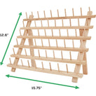 JumblCrafts Wooden Thread Holder. 60-Spool Thread Rack with Hanging Hooks & Flip-Out Legs