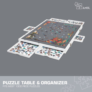 Jumbl 1000-Piece Puzzle Board - 23 x 31" Tilting Puzzle Board with Felt Surface & 6 Drawers - White