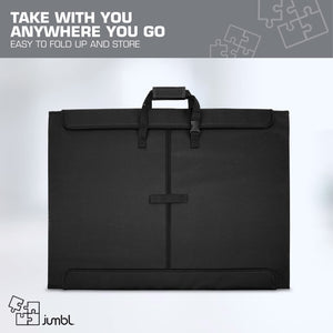 Jumbl 2000-Piece Puzzle Caddy, Portable Puzzle Board & Travel Case with 2 Trays & Handle - Black
