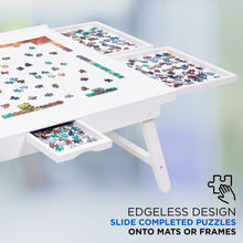 Load image into Gallery viewer, Jumbl 1500-Piece Puzzle Board - 27 x 35&quot; Wooden Puzzle Table with 6 Removable Drawers - White
