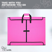 Load image into Gallery viewer, Jumbl 1500-Piece Puzzle Caddy, Portable Puzzle Board &amp; Travel Case with 2 Trays &amp; Handle - Pink
