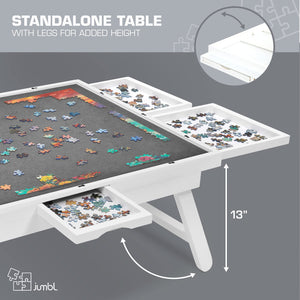 Jumbl 1000-Piece Puzzle Board - 23 x 31" Wooden Puzzle Table with Felt Surface & 6 Drawers - White