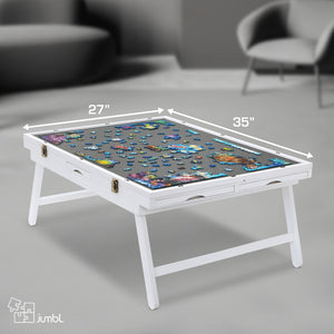 Jumbl 1500-Piece Puzzle Board - 27 x 35" Tilting Puzzle Table with Felt Surface & 6 Drawers - White