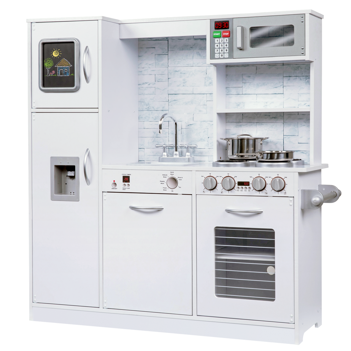Freestanding Interactive Wooden Play Kitchen Set (White) – Jumbl store