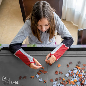 Jumbl 1500-Piece Puzzle Caddy, Portable Puzzle Board & Travel Case with 2 Trays & Handle - Blue
