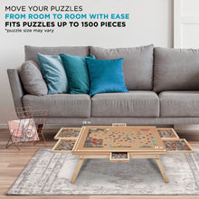 Load image into Gallery viewer, SkyMall 1500-Piece Puzzle Board - 27 x 35&quot; Puzzle Table with Legs, Mat &amp; 6 Removable Drawers
