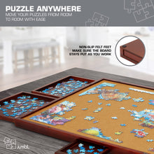 Load image into Gallery viewer, Jumbl 1500-Piece Puzzle Board - 27 x 35&quot; Wooden Puzzle Board with Felt Surface &amp; 6 Drawers - Brown
