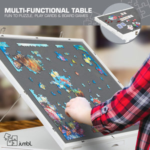 Jumbl 1000-Piece Puzzle Board - 23 x 31" Tilting Puzzle Table with Felt Surface & 6 Drawers - White