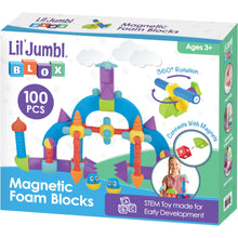 Load image into Gallery viewer, Lil&#39; Jumbl Blox 100-Piece Magnetic Building Blocks Play Set, Durable &amp; Waterproof Toddler Toys 3-6
