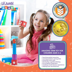 Lil' Jumbl Blox 100-Piece Magnetic Building Blocks Play Set, Durable & Waterproof Toddler Toys 3-6