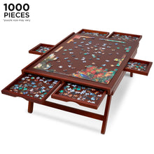Load image into Gallery viewer, Jumbl 1000-Piece Puzzle Board - 23 x 31&quot; Wooden Puzzle Table with 6 Removable Drawers - Dark Brown
