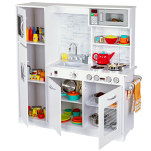 Load image into Gallery viewer, Freestanding Interactive Wooden Play Kitchen Set (White)

