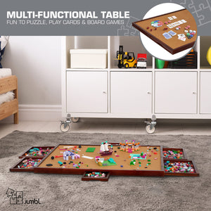 Jumbl 1000-Piece Puzzle Board - 23 x 31" Wooden Puzzle Board with Felt Surface & 6 Drawers - Brown