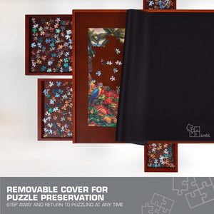 Jumbl 1000-Piece Puzzle Board - 23 x 31" Puzzle Table with Legs, Cover & 6 Removable Drawers - Black