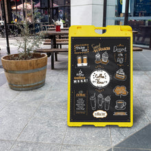 Load image into Gallery viewer, Jumbl A Frame Sandwich Board – 24 x 36” Display Sidewalk Sign with PVC Sign Protector (Yellow)

