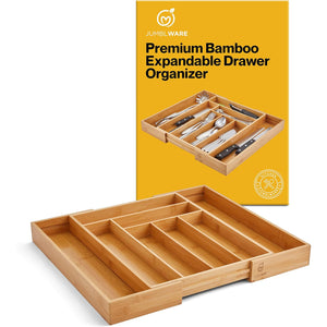 JumblWare Bamboo Drawer Organizer and Extendable Kitchen Silverware Organizer with Dividers