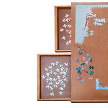 Load image into Gallery viewer, Freestanding Wooden Puzzle Board with Foldable Legs and 4 Storage Drawers
