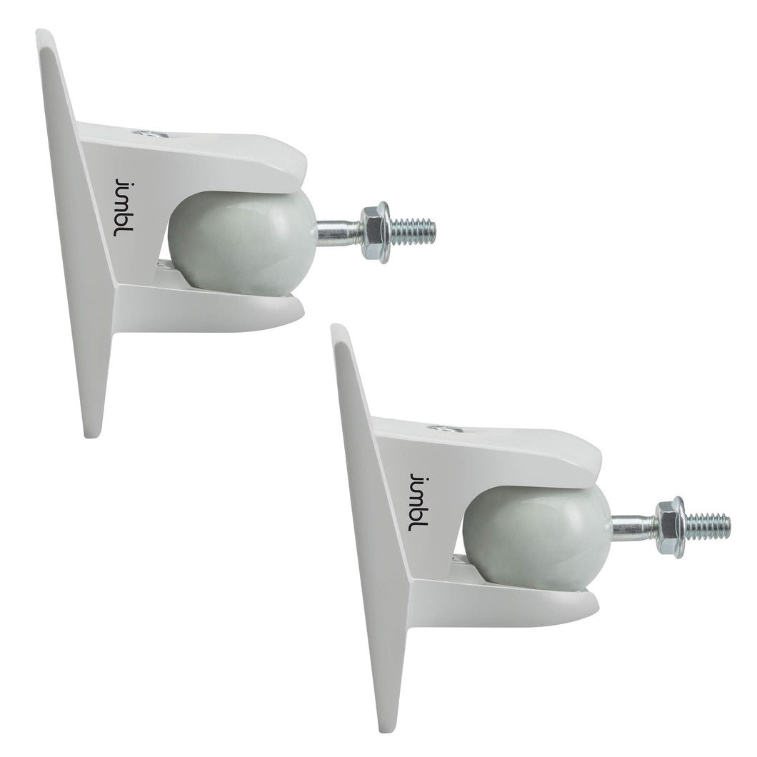 Jumbl ProGrip Ultra Stainless Steel Adjustable Speaker Wall Mount Brackets (Pair of 2) - White