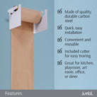 Jumbl Kraft Paper Wall Dispenser, 8" Wall Mounted Paper Roll Dispenser with Paper Cutter (White)