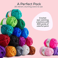 Load image into Gallery viewer, JumblCrafts Mini 20ct Crochet Yarn Set - 100% Acrylic for Knitting &amp; Crochet - 20 Vibrant Colors

