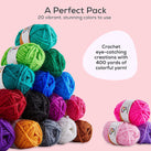 JumblCrafts Mini 20ct Crochet Yarn Set - 100% Acrylic for Knitting & Crochet - 20 Vibrant Colors