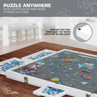 Jumbl 1500-Piece Puzzle Board - 27 x 35" Tilting Puzzle Board with Felt Surface & 6 Drawers - White