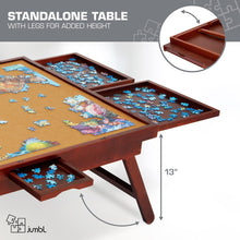 Load image into Gallery viewer, Jumbl 1500-Piece Puzzle Board - 27 x 35&quot; Wooden Puzzle Table with Felt Surface &amp; 6 Drawers - Brown
