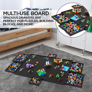 Jumbl 1500-Piece Puzzle Board - 27 x 35" Wooden Puzzle Board with 6 Removable Drawers - Black