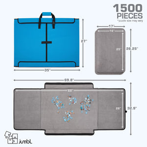 Jumbl 1500-Piece Puzzle Caddy, Portable Puzzle Board & Travel Case with 2 Trays & Handle - Blue