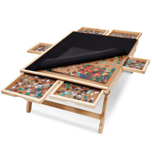 SkyMall 1000-Piece Puzzle Board - 23 x 31" Puzzle Table with Legs, Mat & 6 Removable Drawers