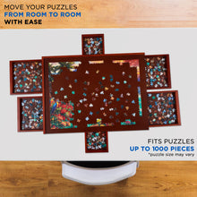 Load image into Gallery viewer, Jumbl 1000-Piece Puzzle Board - 23 x 31&quot; Wooden Puzzle Board with 6 Removable Drawers - Dark Brown
