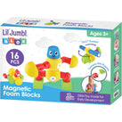 Lil' Jumbl Blox 16-Piece Magnetic Building Blocks Play Set, Durable & Waterproof Toddler Toys 3-6