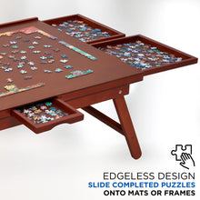Load image into Gallery viewer, Jumbl 1500-Piece Puzzle Board - 27 x 35&quot; Wooden Puzzle Table with 6 Removable Drawers - Dark Brown
