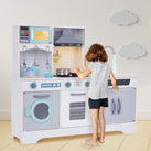 Lil' Jumbl Kids Kitchen Set, Wooden Pretend Play Kitchen with Sounds, Accessories and Running Water