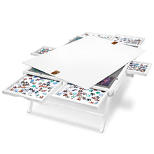 Load image into Gallery viewer, Jumbl 1000-Piece Puzzle Board - 23 x 31&quot; Wooden Puzzle Table with Felt Surface &amp; 6 Drawers - White
