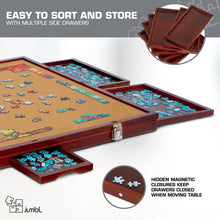 Load image into Gallery viewer, Jumbl 1000-Piece Puzzle Board - 23 x 31&quot; Tilting Puzzle Board with Felt Surface &amp; 6 Drawers - Brown
