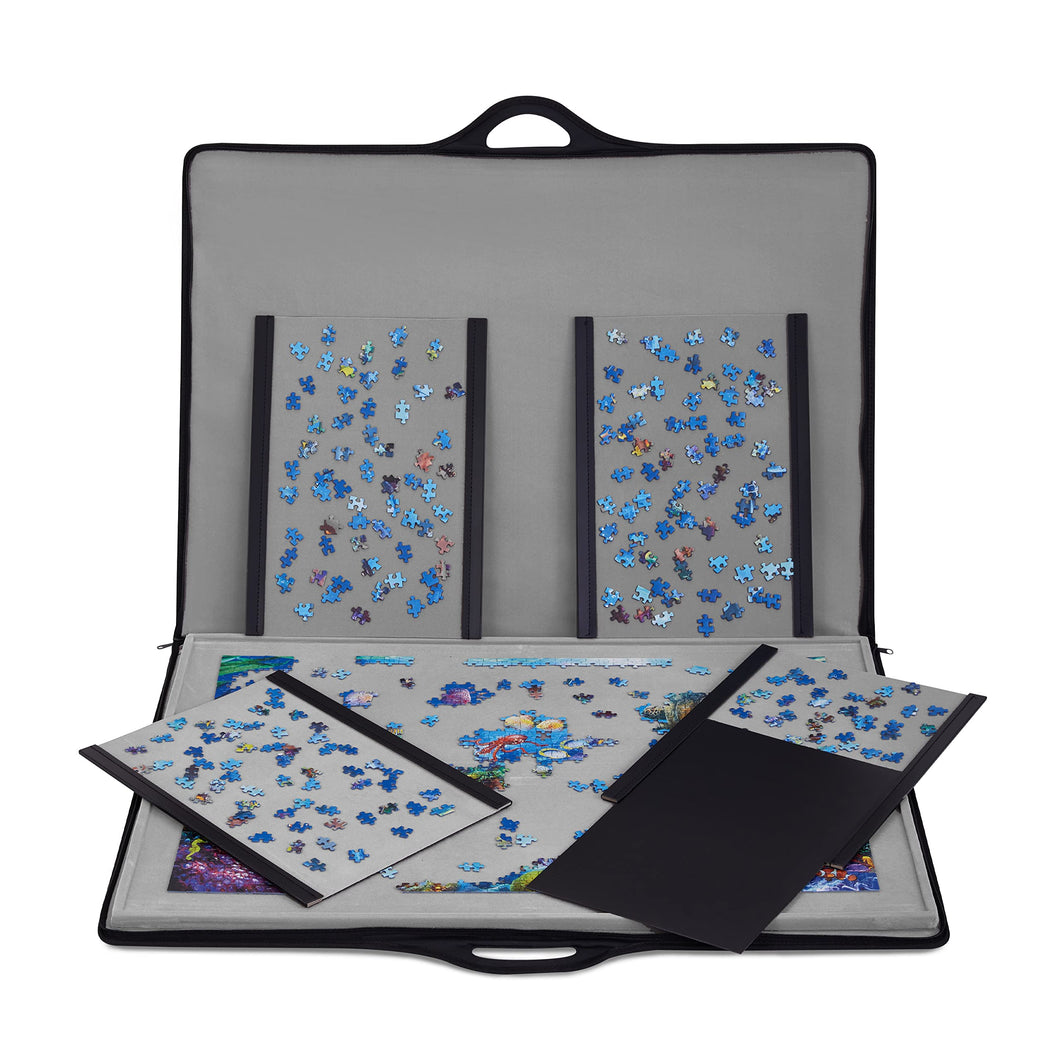 Jumbl 1500-Piece Puzzle Case, Portable Puzzle Board & Travel Case with Trays & Handle - Black