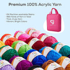 JumblCrafts Ultimate Crochet Starter Kit - 24 Yarn Set with Travel Bag, Crochet Hooks, and More