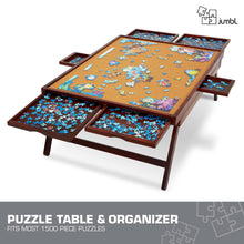 Load image into Gallery viewer, Jumbl 1500-Piece Puzzle Board - 27 x 35&quot; Wooden Puzzle Table with Felt Surface &amp; 6 Drawers - Brown
