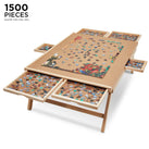 SkyMall 1500-Piece Puzzle Board - 27 x 35" Puzzle Table with Legs, Mat & 6 Removable Drawers