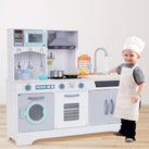 Lil' Jumbl Kids Kitchen Set, Wooden Pretend Play Kitchen with Sounds, Accessories and Running Water