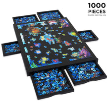 Load image into Gallery viewer, Jumbl 1000-Piece Puzzle Board - 23 x 31&quot; Wooden Puzzle Board with 6 Removable Drawers - Black
